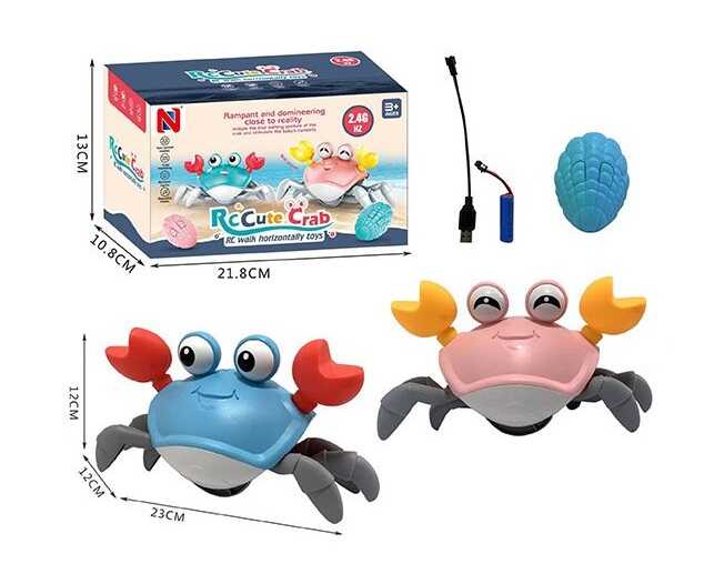 Краб 66-120 (48) 2 кольори, акумулятор - 3.7 V, пульт, USB - кабель, підсвічування, пісня англійською мовою,  рухливі кінцівки, в коробці
