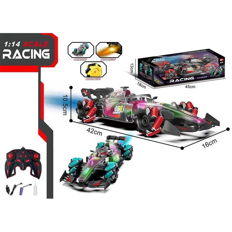 Машина на радіокеруванні YF 668 P36A (24) 2 кольори, масштаб: 1:14, пульт 2.4 GHZ, викрутка, парогенерація, підсвічування, роликові колеса, протиударний корпус, акум. 3.7V, USB-кабель, в коробці