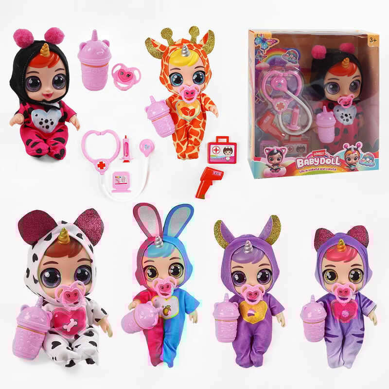 Лялька 219 A1 (42/2) 6 видів,  гумова, висота 25 см, говорить, сміється, плаче, знімний одяг, рухливі кінцівки, пляшечка, пустушка, аксесуари, в коробці, ВИДАЄТЬСЯ ТІЛЬКИ МІКС ВИДІВ