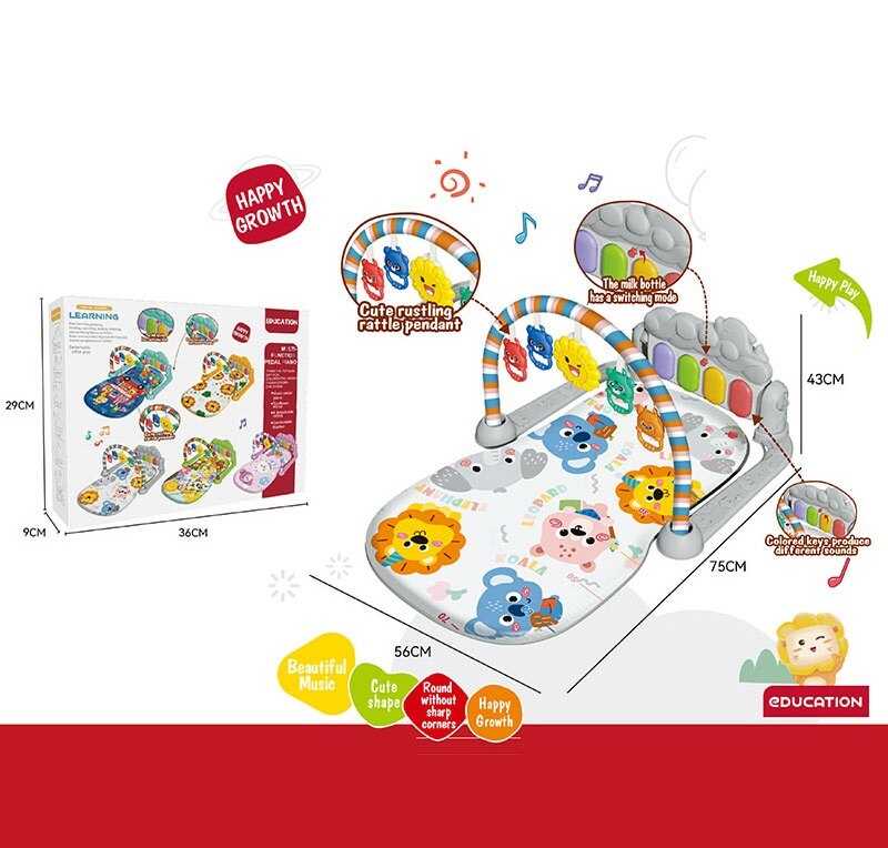 Килимок 368-82 R (24) піаніно, мелодії, підсвічування, 5 підвісок, брязкальця, в коробці