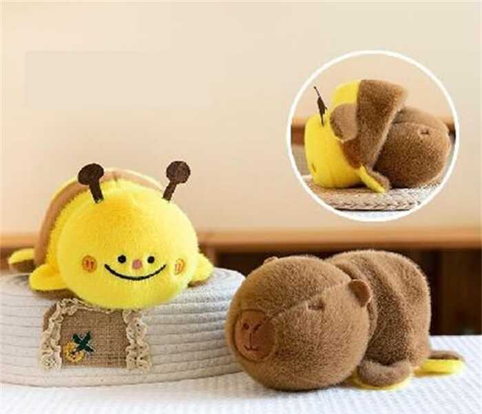 М`яка іграшка M 18462 (300) 2в1, "Бджілка-капібара", двостороння, вивернушка, довжина 20.5 см