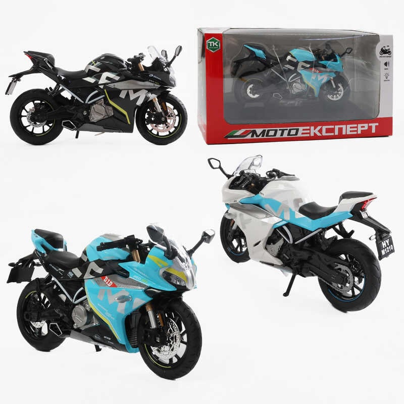 Мотоцикл BG 36-480 (48/2) "Мото Експерт", 3 кольори, металопластик,  масштаб 1:12, прогумовані колеса, підсвічування, звук, амортизація, платформа, в коробці, ВИДАЄТЬСЯ ТІЛЬКИ МІКС ВИДІВ