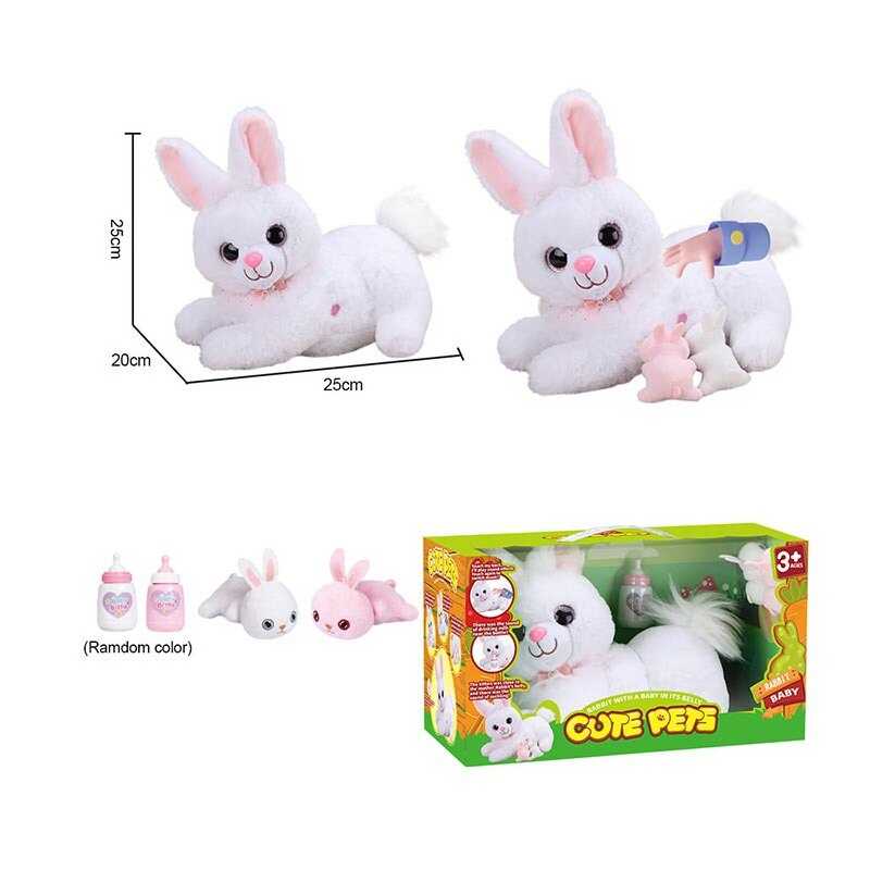 Інтерактивна тваринка 933-146 E (12) “Кролик”, запис та відтворення звуків, сенсорні та магнітні датчики, двоє кроленят, пляшечка, пісні англ. мовою, окастик, в коробці