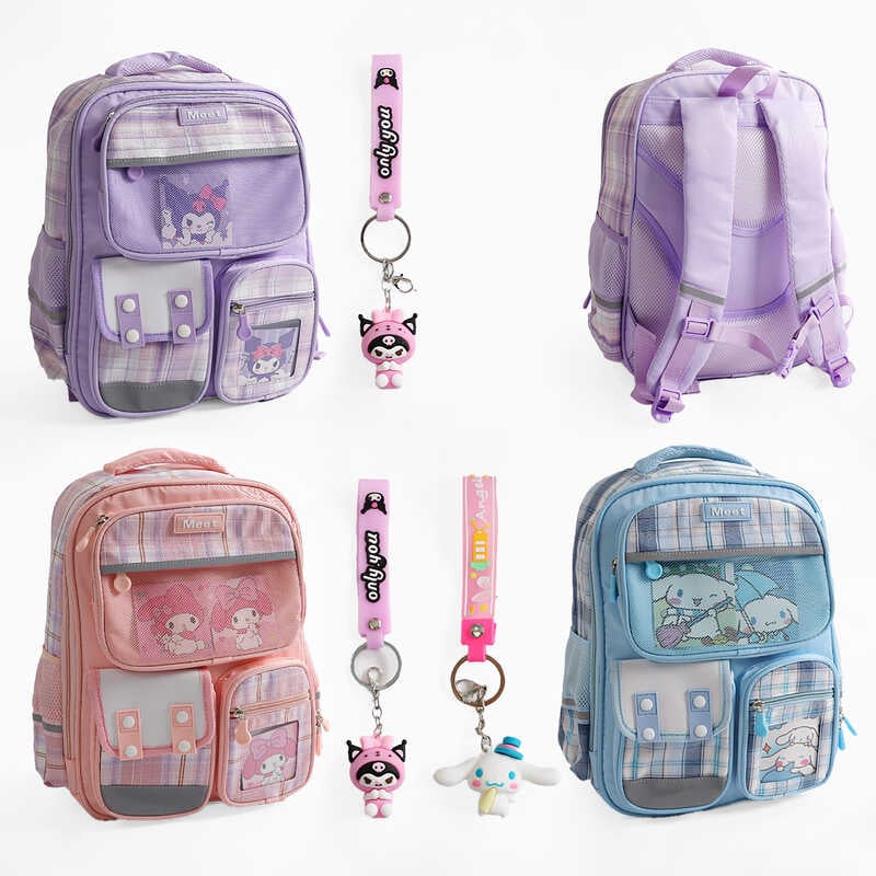 Рюкзак C 72815 (50) 3 види, 1 відділення, 5 кишень, на блискавці, розділювач, нагрудний ремінь, світловідбивні елементи, брелок, в пакеті, ВИДАЄТЬСЯ ТІЛЬКИ МІКС ВИДІВ