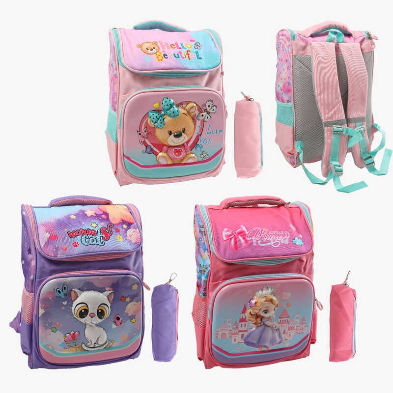 Рюкзак C 72901 (120) розмір: 25х16х44 см, 1 відділення, 3 кишені, на блискавці, пластикові вставки, пакет, в пакеті, ВИДАЄТЬСЯ МІКС ВИДІВ