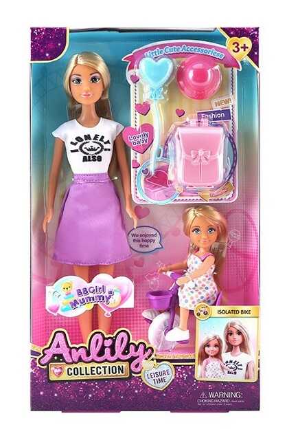 Набір ляльок 616019 (36) 2 ляльки, рухомі кінцівки, шарнірні суглоби, аксесуари, велосипед, знімний одяг, в коробці