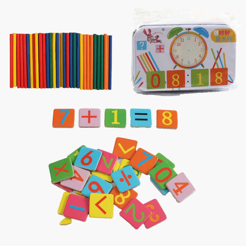 Магнітна гра C 73229 (200) магнітні картки, цифри, дерев’яні палички, в боксі