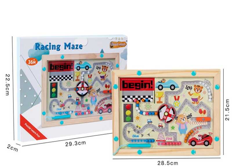 Дерев’яна магнітна дошка C 73273 (48) “Трек для перегонів”, стилус, в коробці