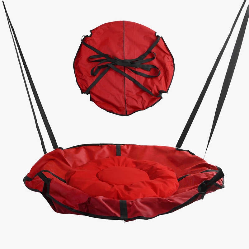 гр Гойдалка-гамак, колір червоний GL 270895 (1) D подушки = 60 см, подушка з водонепроникного матеріалу, 120-150 кг, ремінці, D чохла = 105 см, знімний чохол, в пакеті