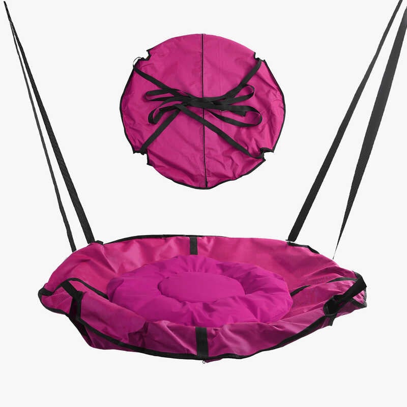 гр Гойдалка-гамак, колір малиновий GL 270895 (1) D подушки = 60 см, подушка з водонепроникного матеріалу, 120-150 кг, ремінці, D чохла = 105 см, знімний чохол, в пакеті