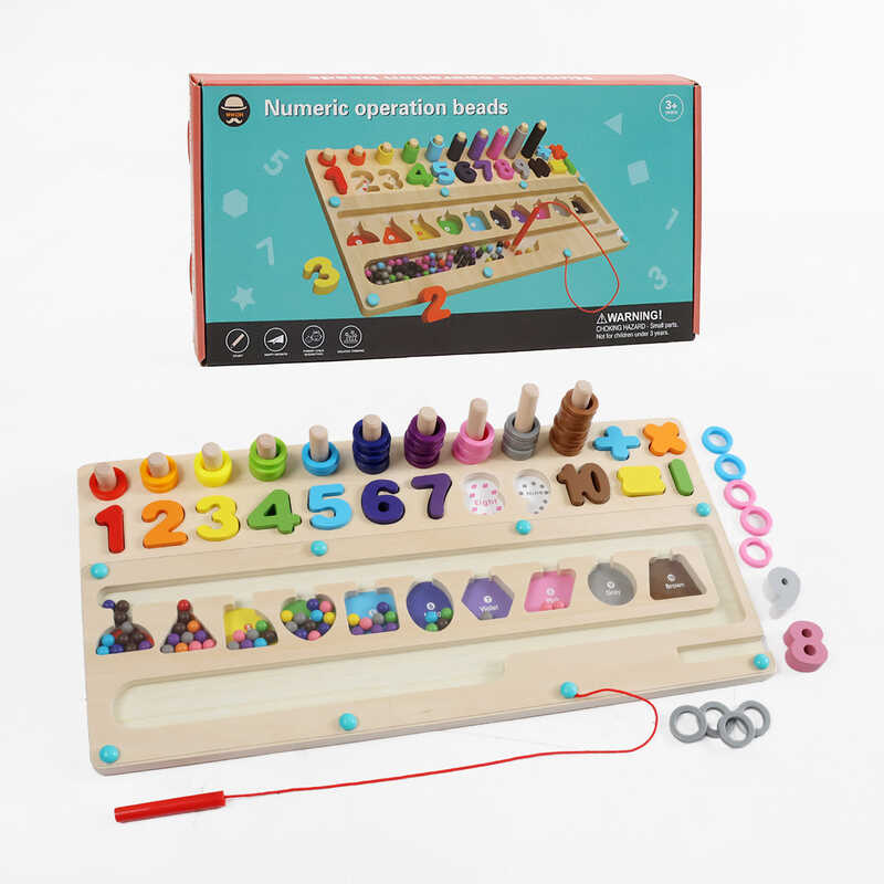 Логічна дошка C 74259 (24) дерев’яна, цифри, гра з кілочками, сортер за кольорами, магнітний стилус, в коробці