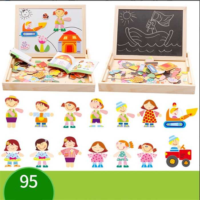 Магнітна гра C 73977 (36) “Дітлахи”, дерев’яна, магнітні пазли, дошка пиши-стирай, в коробці