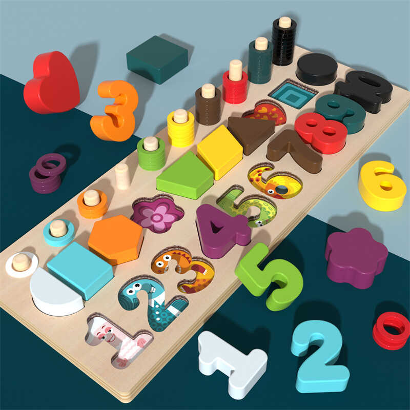 Дошка логічна С 74626 (24) дерев’яна, гра з кілочками, вкладиші, цифри, фігурки, кольорові кільця, сортер, в коробціа