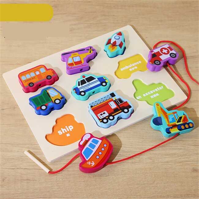 Вкладиші С 74550 (48) “Транспорт”, 9 штук, гра шнурівка, назви англ. мовою, у плівці