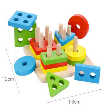 Логічна гра 74381 (96) дерев’яна, розмір - 13х13х5.5 см, геометричні фігури, кольори, в коробці 