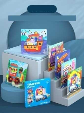 Пазли-вкладиші С 74366 (80) 6 дерев'яних дошок, 14х14 см, тематичні зображення, великі елементи-вкладиші, в коробці