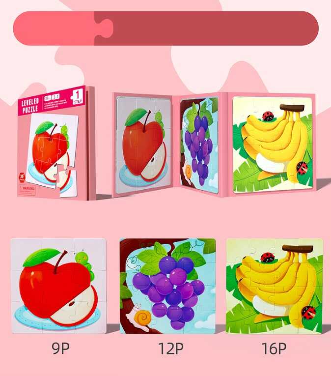 Магнітні пазли С 74330 (40) 3 тематичні дерев’яні пазли, 37 елементів на магнітах, різні рівні складності, у плівці