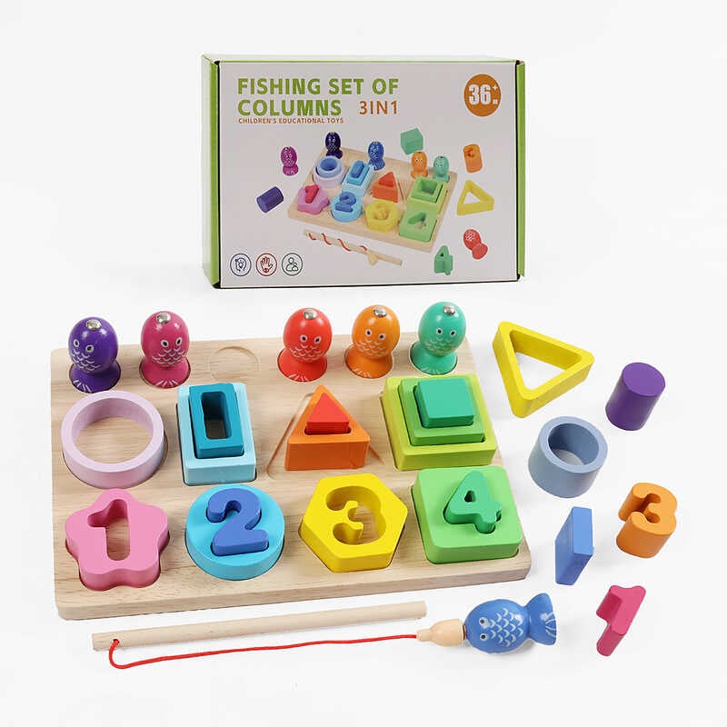 Логічна дошка C 74313 (28) дерев`яна, магнітна риболовля, цифри, сортер за кольорами та формами, в коробці
