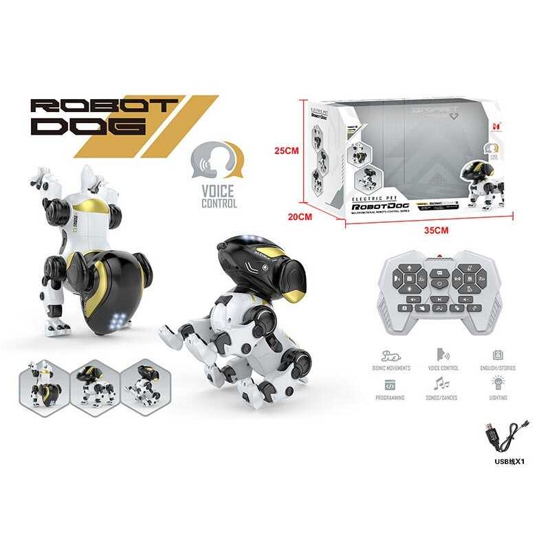 Песик на радіокеруванні LH-R 1 (12) акумулятор 3.7 V, звуки, підсвічування, озвуч. англ. мовою, пісні, казки, трюки, управління голосом, режим програмування, в коробці