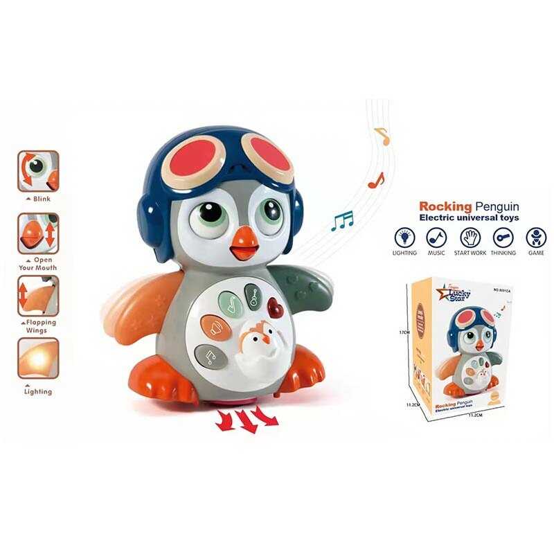 Пінгвін 8001 CA (36) рухомі елементи, колесо вільного ходу, підсвічування, пісні англ. мовою, від батарейок, звук серцебиття, два режими, в коробці