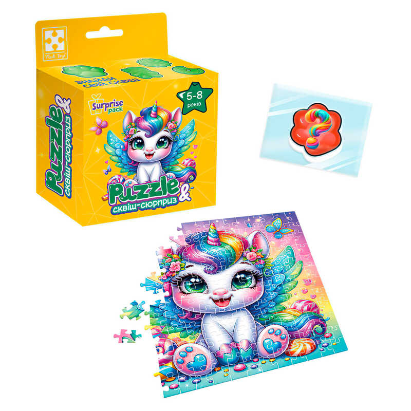 гр Гра розвиваюча пазли із сюрпризом "Єдиноріжка" VT8030-01 (20) "Vladi Toys", 180 елементів, сквіш-сюрприз, в коробці