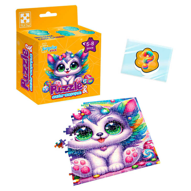 гр Гра розвиваюча пазли із сюрпризом "Кошеня з крилами" VT8030-11 (20) "Vladi Toys", 180 елементів, сквіш-сюрприз, в коробці