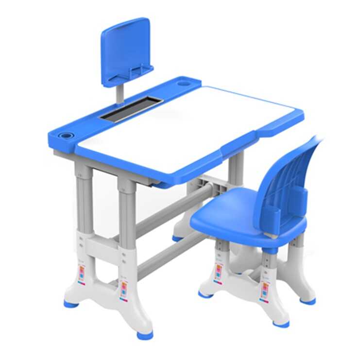Парта дитяча зі стільчиком L-70106 (1) колір синій, регульована висота та нахил, з лампою, в коробці 