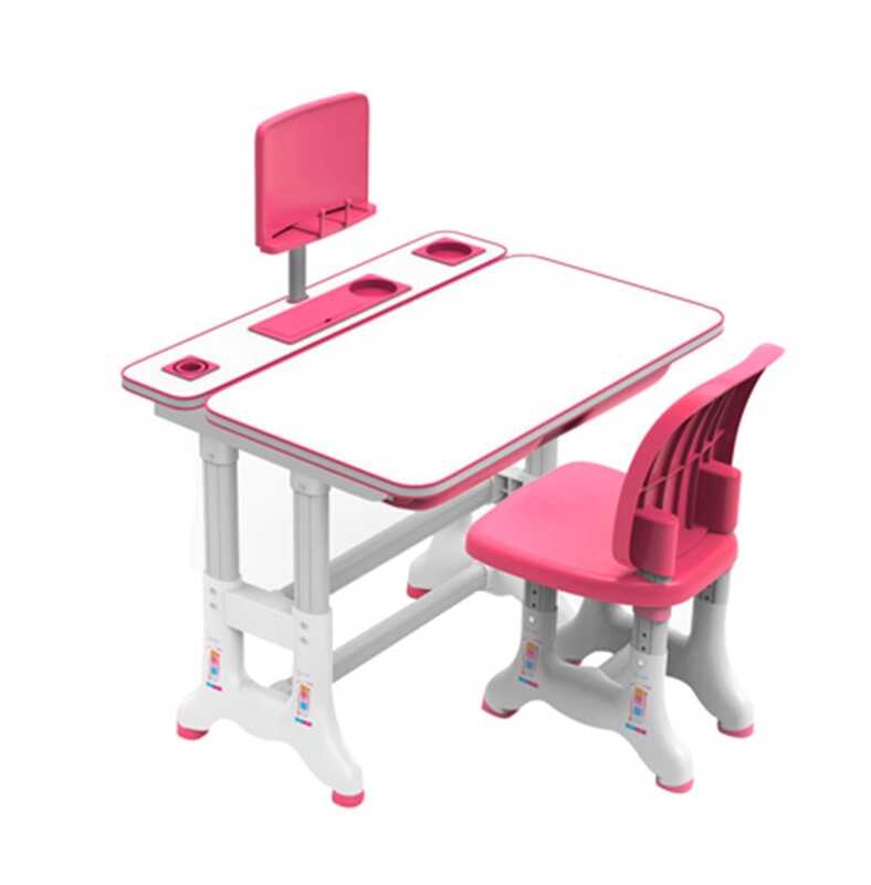 Парта дитяча зі стільчиком UL-90311 (1) колір рожевий, регульована висота та нахил, з лампою, в коробці 