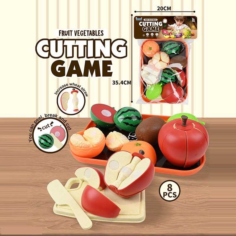 Продукти на липучці JQ 912-2 (96)  8 елементів, овочі, фрукти, таця, дощечка, ніж, в пакеті