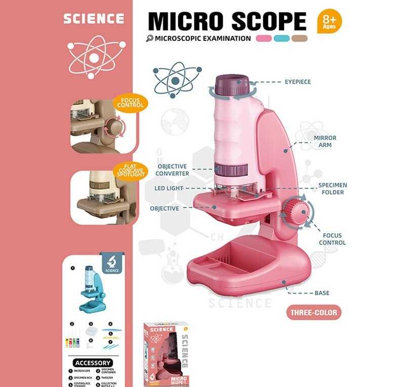 Мікроскоп 2507 A (72) 3 кольори, в коробці, ВИДАЄТЬСЯ ТІЛЬКИ МІКС ВИДІВ
