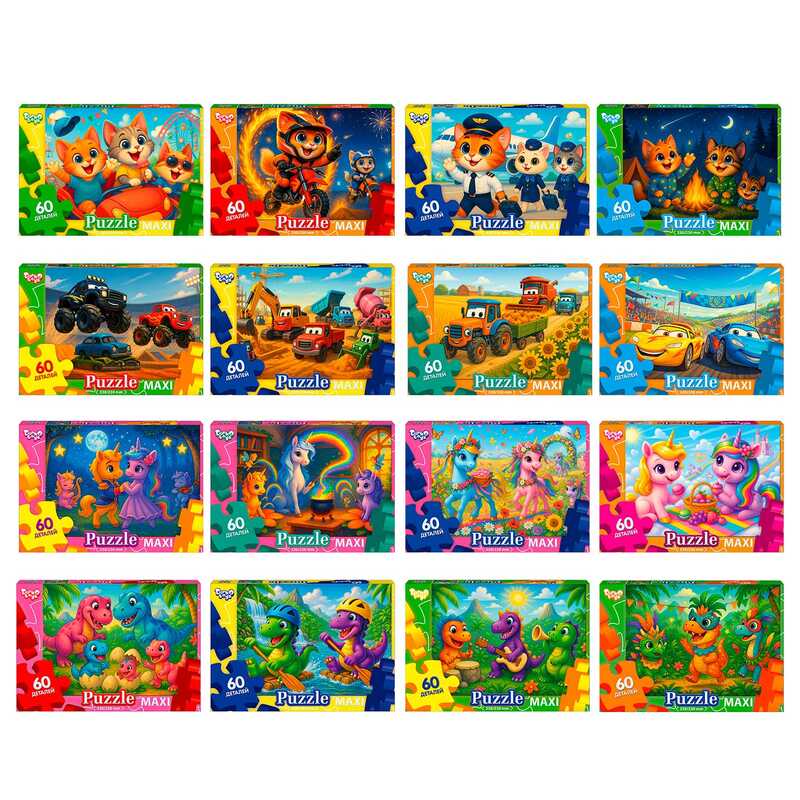 гр Пазли 60 ел. максі с.11 Mx60-12-01,02,03,04...16 (16) ВИДАЄТЬСЯ МІКС ВИДІВ "Danko Toys"