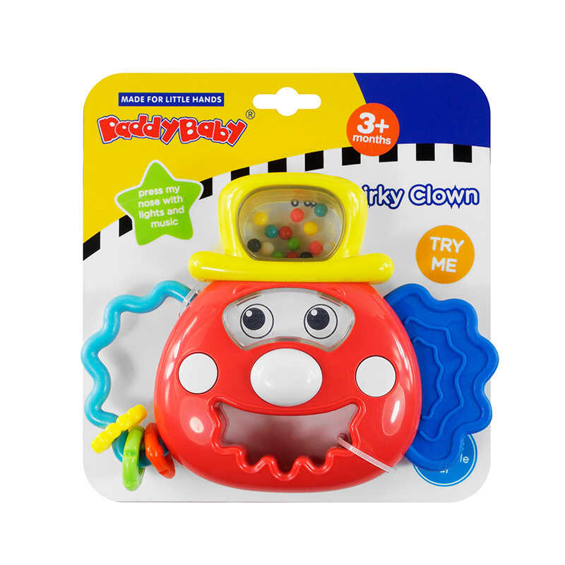 Музичне брязкальце 0883 (48) гумовий прорізувач, підсвічування, пискавка, на батарейках, на листі