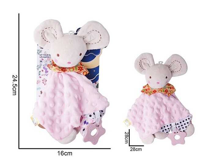 Брязкальце 688 M66 (96)  "Мишка", текстильне, гумовий прорізувач, шумливі вушка, петелька для підвішування, в пакеті