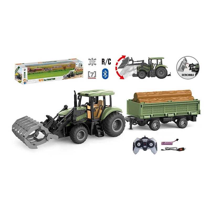 Трактор на радіокеруванні 1908-6 AT (15) підіймання навісного обладнання, керування з додатка, Bluetooth, акум. 3.7 V, пульт, гумові шини, в коробці