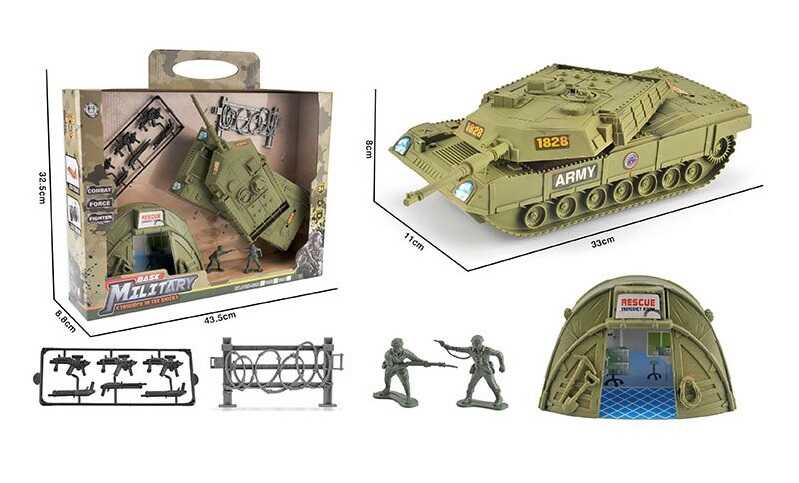 Військовий набір 1828-139 B (16/2) танк, підсвічування, звуки, на батарейках, 2 фігурки, зброя, аксесуари, намет, рухомі елементи, в коробці