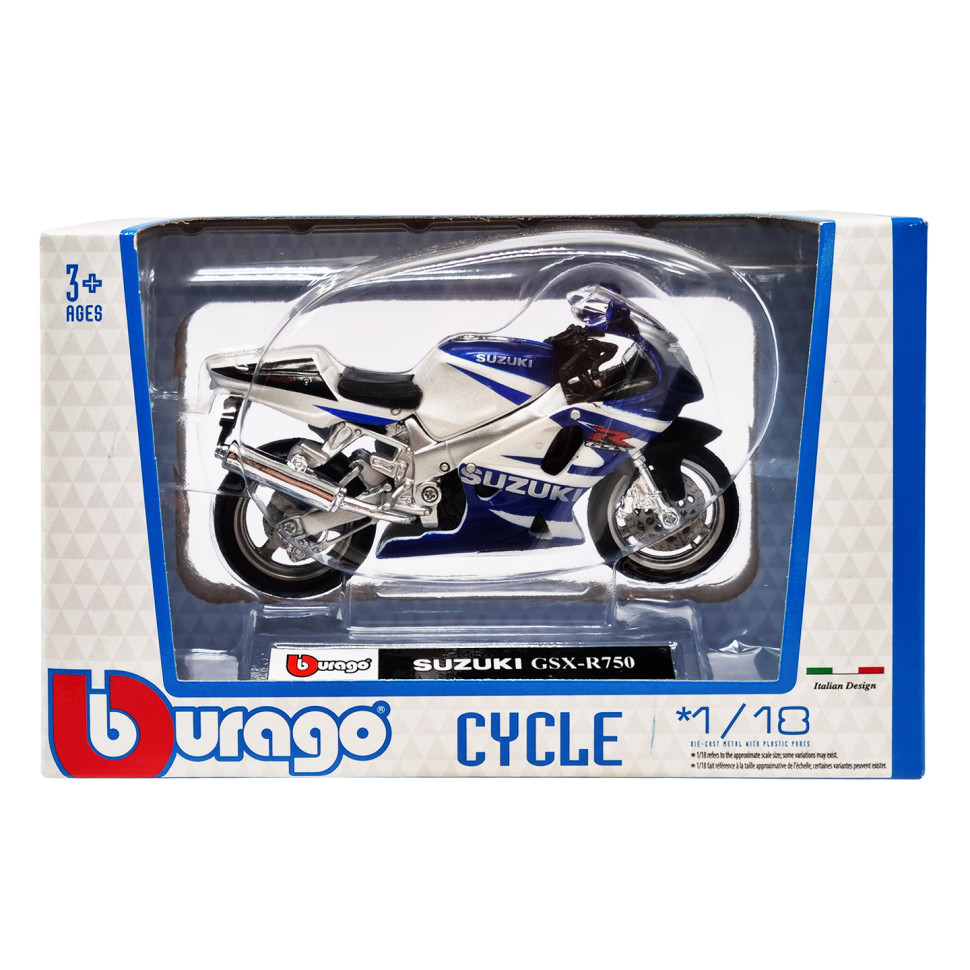 Дитяча модель Мотоцикла "SUZUKI GSX-R750" Bburago 18-51030-1 масштаб 1:18..3