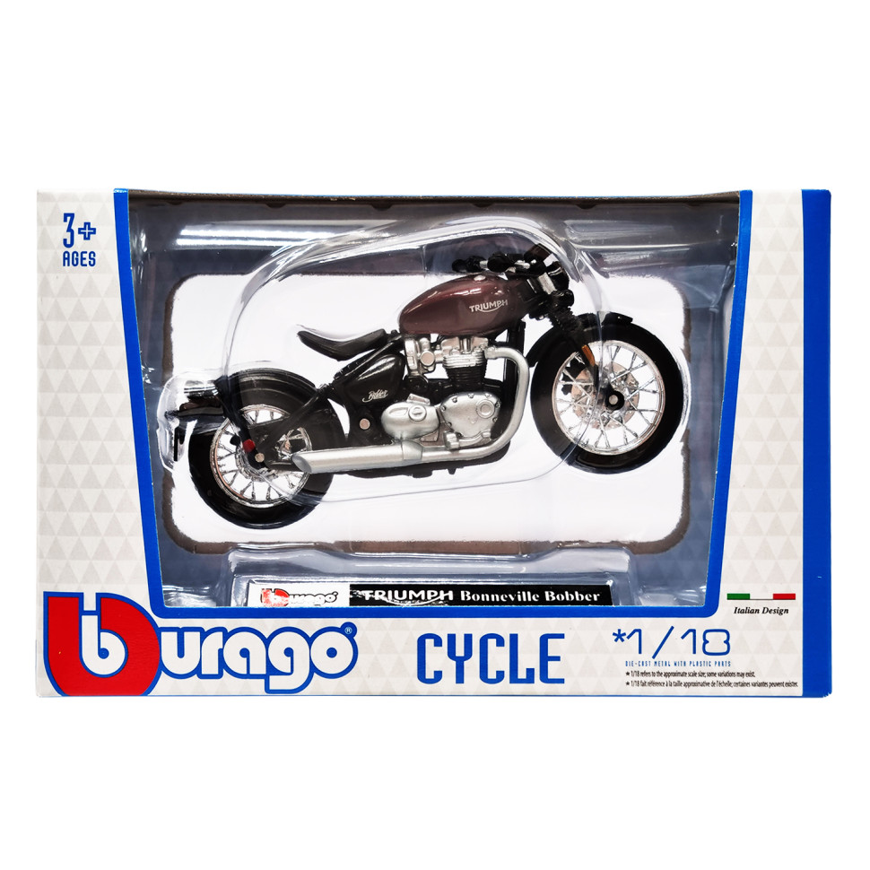 Дитяча модель Мотоцикла "TRIUMPH Bonneville Bobber" Bburago 18-51030-7 масштаб 1:18..3