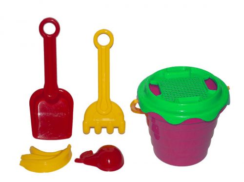 Набір пісочний "А" (відерце, сито, лопатка, грабельки, 2 пасочки), рожевий