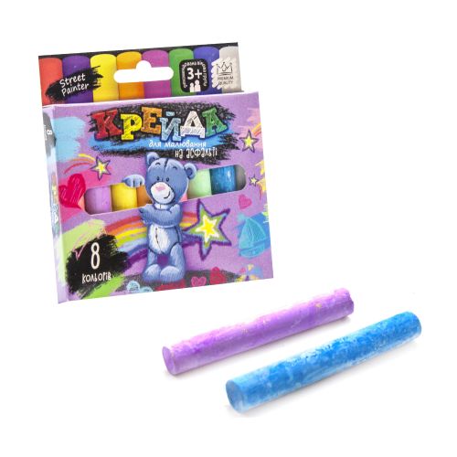 Крейда для малювання на асфальті, 8 кольорів (укр)