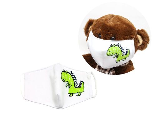 Багаторазова 4-х шарова захисна маска "Динозавр" розмір 3, 7-14 років (зелений)