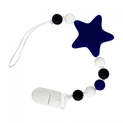 Силіконова ланцюжок для пустушки "Зірочка", синій