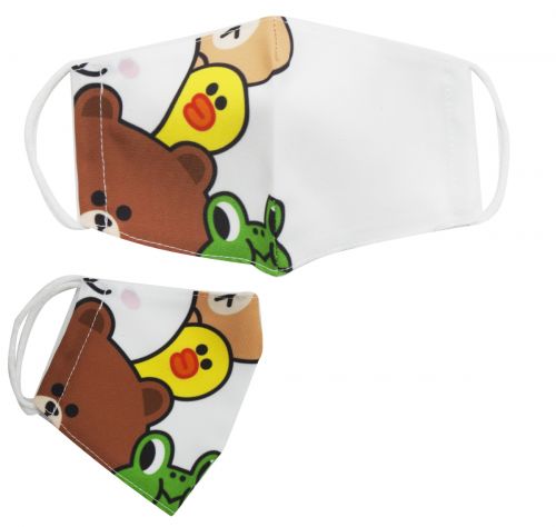 Багаторазова 4-х шарова захисна маска "Line Friends" розмір 3, 7-14 років