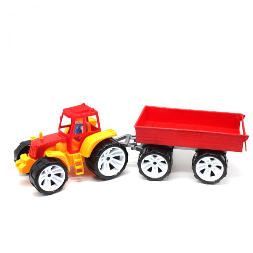 Трактор з причепом, жовтий
