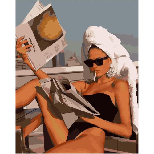 Картина по номерам "Гламурна дівчина з газетою" 40х50 см