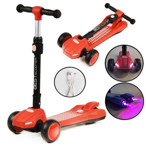 Самокат триколісний "Best Scooter", світло, дим (помаранчевий)