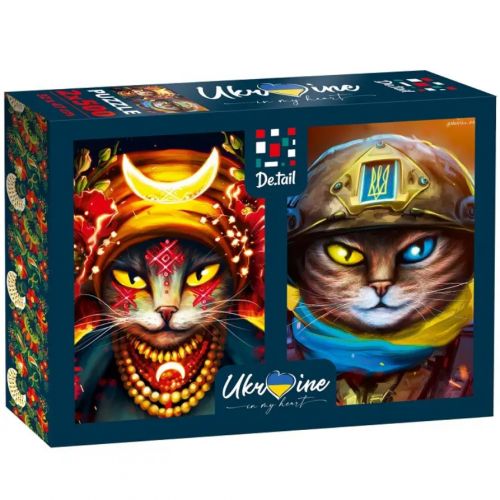 Пазл 2в1 "Український кіт-воїн + Українська мольфарка"