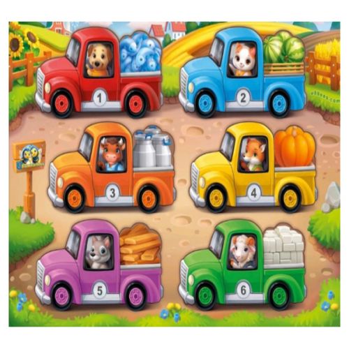 Пазл-вкладиш "Тварини у вантажівках"