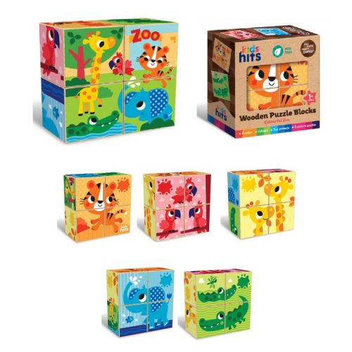 Кубики деревʼяні "Colourful Zoo" (4 шт)