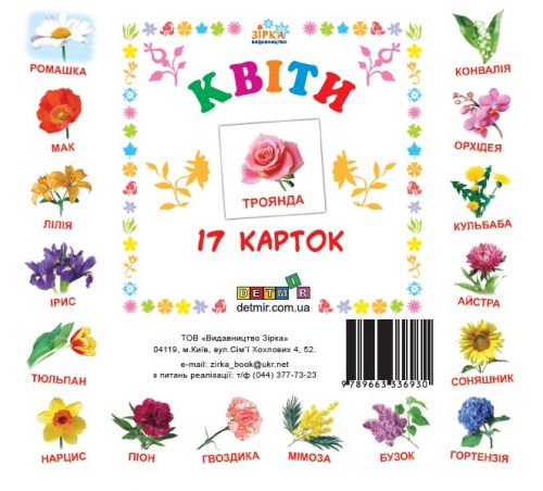Картки міні "Квіти" (17 карток 11х11) (укр)