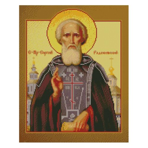 Алмазна мозаїка "Ікона Преподобний Сергій Радонежський" 40х50 см